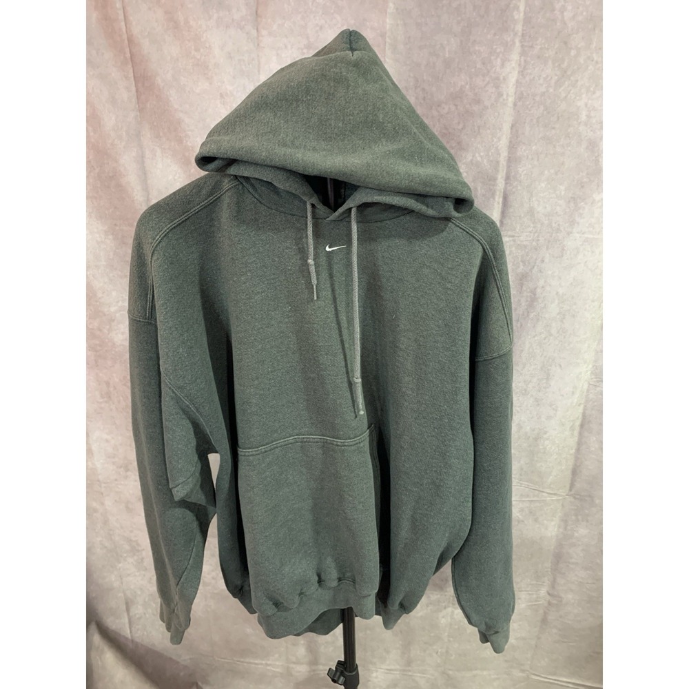 Vintage 90s Nike Center Swoosh Hoodie Red Tag, Size LG, Made In the USA Charcoal